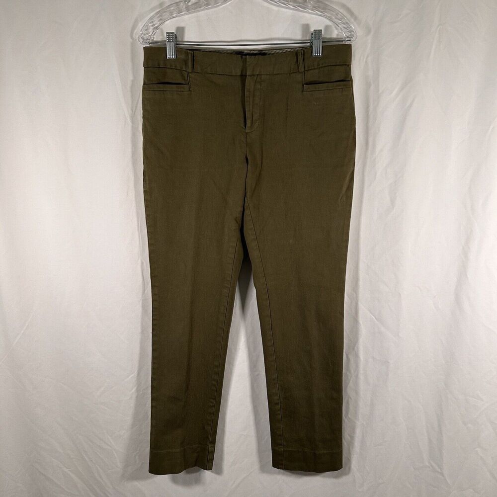 Banana Republic Dress Pants Women 4 Green Sloan Mid Rise Button Zip Cotton Blend